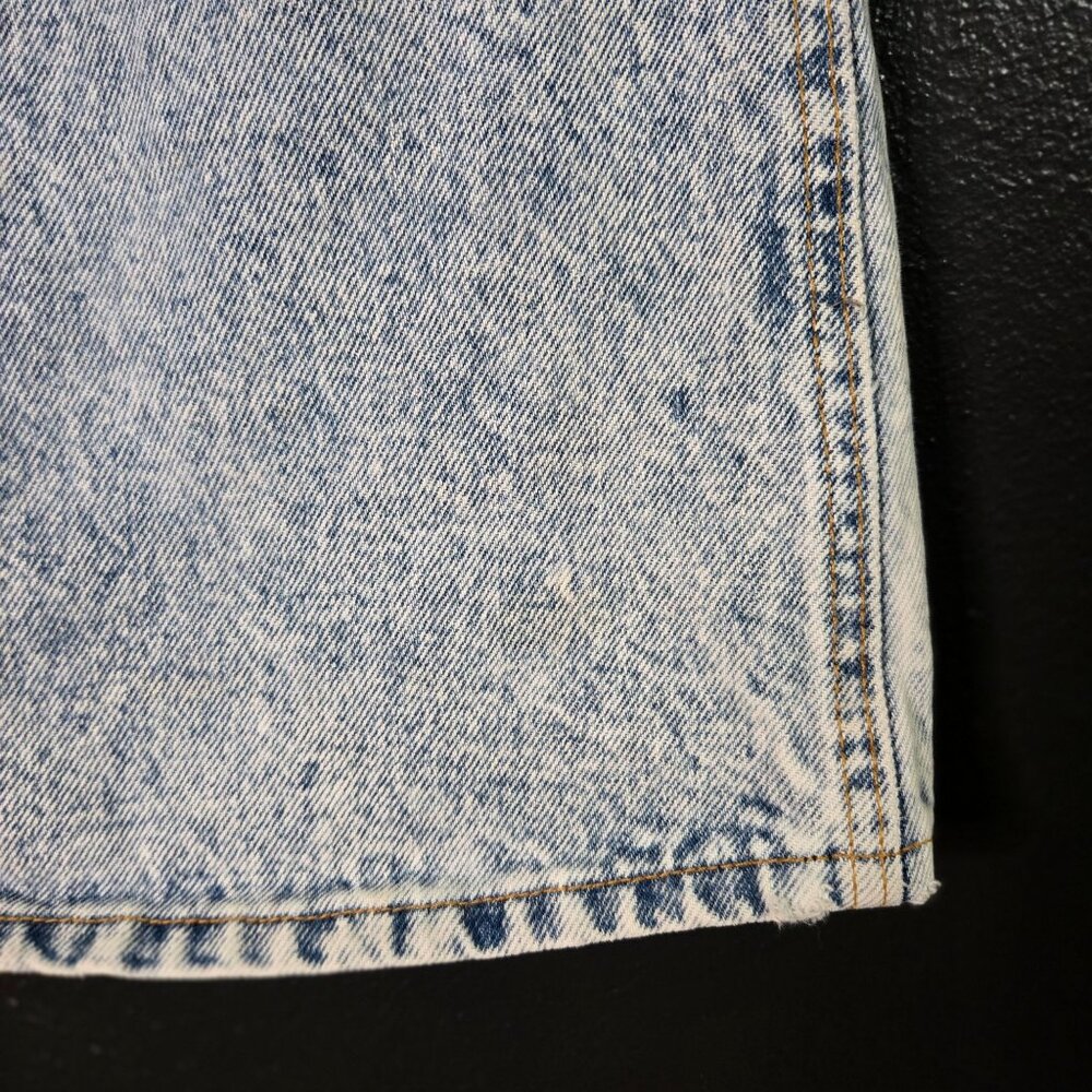 Vintage 90s 80s Women's Palmettos Light Acid Wash Denim Skirt Flawed Pockets & B - Picture 4 of 6